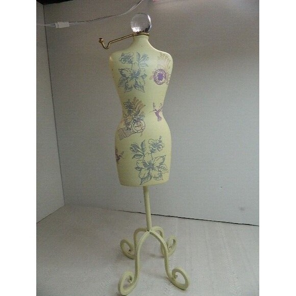 Mannequin Necklace Holder Flowers, Birds & Postage Stamps 15.5" Tall - Picture 1 of 7